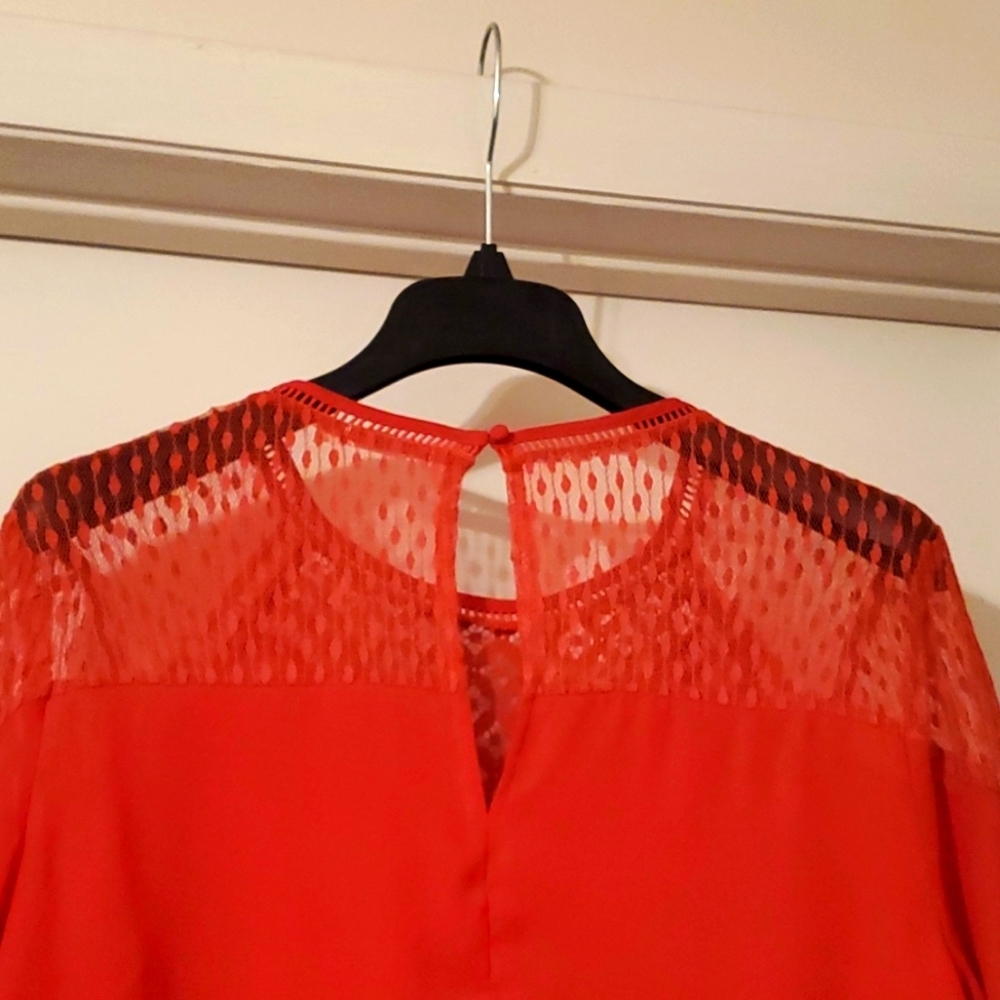 Hazel Rauston Lace Red Blouse Size L - Picture 8 of 8
